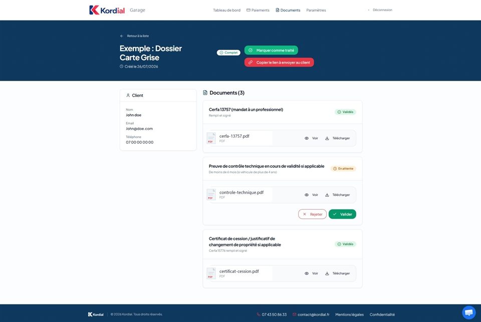 Validation et archivage certifié d'un dossier